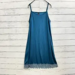 179/WG レース キャミワンピース ブルー フェミニン 韓国風 ロング F