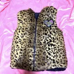 ☆ヒョウ柄 ファー ベスト ジャケット リバーシブル☆ 130cm