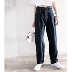 クラシカルエルフ　深めのタックが印象的なウエストタックハイウエストデニム　M