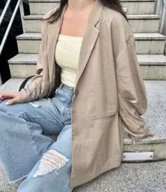 kastane デザインオーバーシャツジャケット　ベージュ　羽織