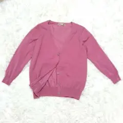 Apuweiser-riche ピンク Vネック ボタン付 カーディガンM