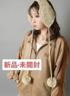 イヤーマフ ニット ボンボン 裏ボア アイボリー 【新品】