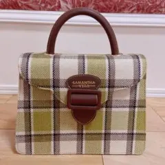 美品 Samantha Vega グリーン チェック柄ハンドバッグ ツイッグス