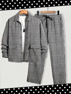 新品★チェック柄ジャケットとパンツセット【4XL】