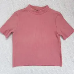 ZARA TRF ピンク ハイネック 半袖ニット　Sサイズ