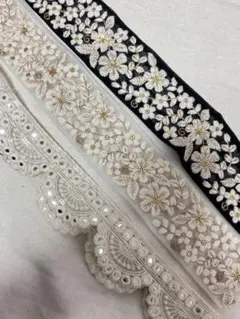 85）各1m ３本セット　インド刺繍リボン