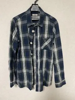 子供用 長袖シャツ ネイビー・グリーン・ホワイトチェック150サイズ