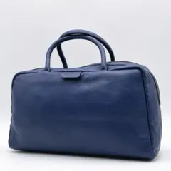 agnes b VOYAGE ロゴ型押し レザー ハンドバッグ f587