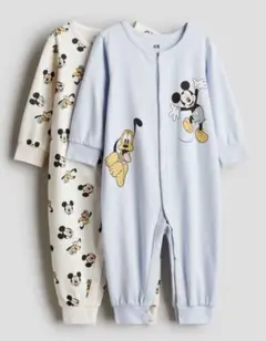 新品未使用＊ミッキーマウス長袖ロンパース2枚セット80cmバラ売り不可