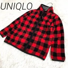 UNIQLOキッズ　フリースジャケット 110 赤・黒チェック　カジュアル