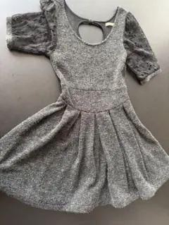 ダズリン　グレー 半袖 フレアワンピース