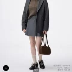 GU ジーユー サイドプリーツスコート XS ダークグレー