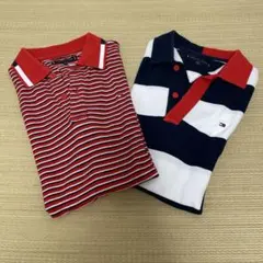 Tommy Hilfiger ポロシャツ 152サイズ 赤/白/青ストライプ
