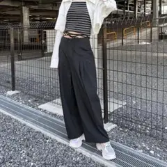 Forever21 ローライズワイドスラックスパンツ ブラック