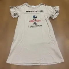 ミニーマウス 半袖ワンピース ベージュ 100%綿