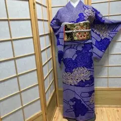 D683 訪問着 総刺繍 汕頭・蘇州・金駒刺繍 正絹 着物 単衣日と未使用極