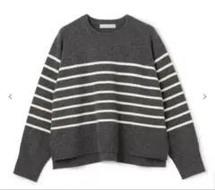 アンフィーロ　チャコールボーダー　カシミヤブレンド クルーネックニット M