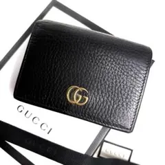 ✨グッチ 2つ折り財布 GGマーモント ブラック シュリンクレザー ブラックのサムネイル