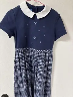 familiar 130cm ネイビー 半袖 ワンピース 襟付き