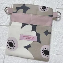 ナースポーチ　オーガナイザー　花柄　ピンク　グレー