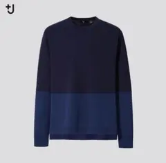 UNIQLO + J シルクコットン クルーネックセーター S ネイビー