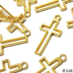 c1776 透かし十字架チャーム ゴールド25個【パーツ】