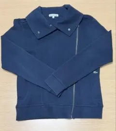 【美品】LACOSTE ハイネックジャケット ワニ刺繍 サイズ40ネイビー