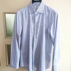 美品 UNIQLO スーパーノンアイロンスリムシャツ セミワイド ストライプ M