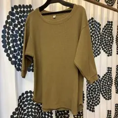 UNIQLO ワッフル素材 カーキ Tシャツ M