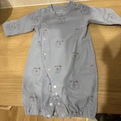 水色 クマプリント ツーウェイ・ドレスオール 50~60cm