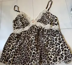 y2k 平成ギャル　キャミソール　レオパード　ピンク　リボン　姫ギャル　フリル
