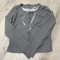 グレー 長袖 トップス レース