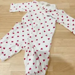 ◎petit main 50〜70cm 2wayオール ハート柄 ホワイト