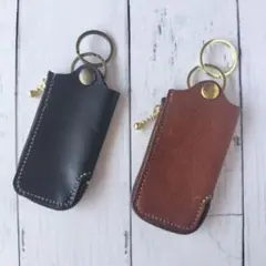 ハンドメイド　レザー　キーケース　本革　ファスナー　スマートキー　ペア　セット