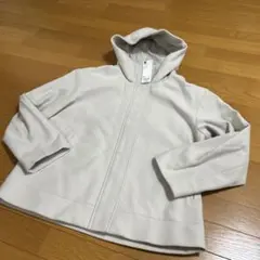 新品gu ニットメルトンショートフーディコートXL ナチュラル　コージーメルトン