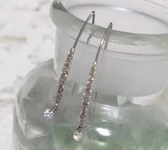 14日までセール　レーザーホールダイヤモンド0.4ct ロングピアス K18WG