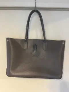 ロンシャン レザー トートバッグ グレー 大容量 A4可 LONGCHAMP