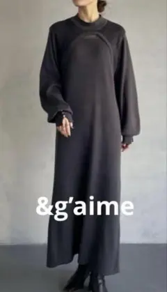 【&g’aime】アンジェム ジャガード切り替えニットワンピース