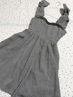 千鳥格子柄 リボン キャミワンピース