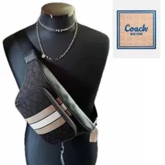 COACH コーチ シグネチャー ボディバッグ ウエストポーチ 黒