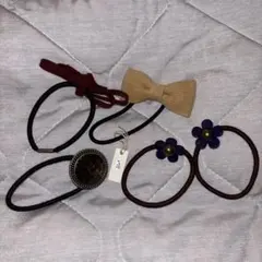 ヘアゴム 5点セット 花とリボンデザイン