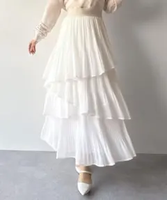 LILLIAN CARAT ハイウエストティアードスカート サイズ2 LILLIAN CARAT リリアンカラット ハイウエストティアードスカート