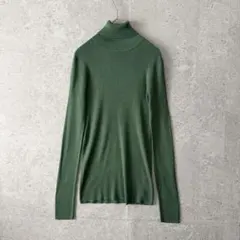 美品✨UNITED ARROWS シルクリブ タートルネック ニット　緑