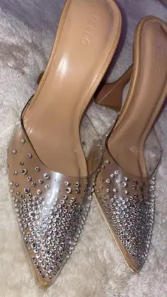 YELLO クリアヒール　ミュール　Mサイズ　ストーン