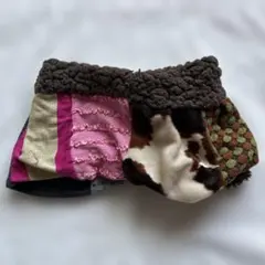 レア 一点もの マフラー リバーシブル 2way マルチカラー パッチワーク