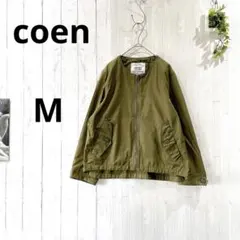 【コーエン】 ノーカラージャケット M カーキ /オリーブ ドローコード 薄手のサムネイル
