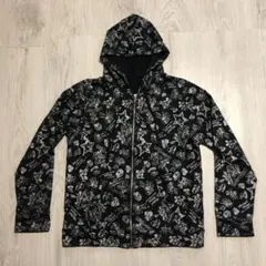 ディズニー　総柄　パーカー　黒