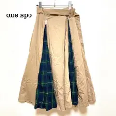 one spo ワンスポ　フレアスカート　チェック柄【Ｍ】 ロング丈　ベージュのサムネイル