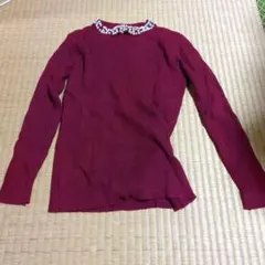 ニット 長袖 ビジュー付き ボルドー　グレイル　grl
