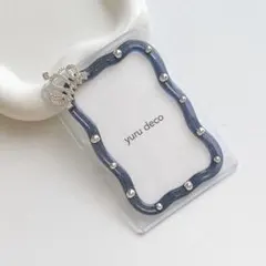 レジンデコ 硬質ケース トレカケース B8 推し活 紺色 うねうね 王冠